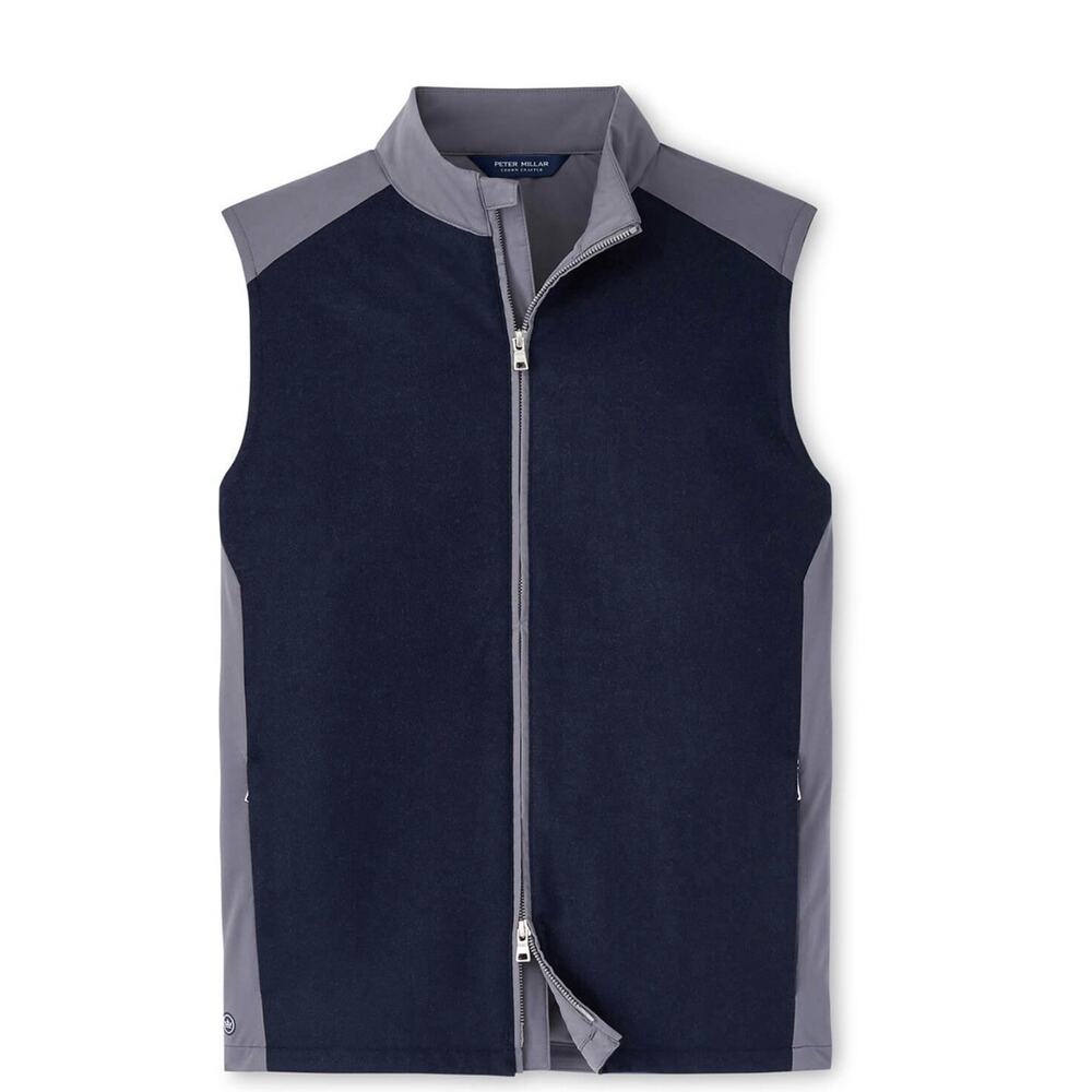 NWT Peter Millar Vest Crown Crafted Cambridge Hybrid Wool Navy $295 Sz L